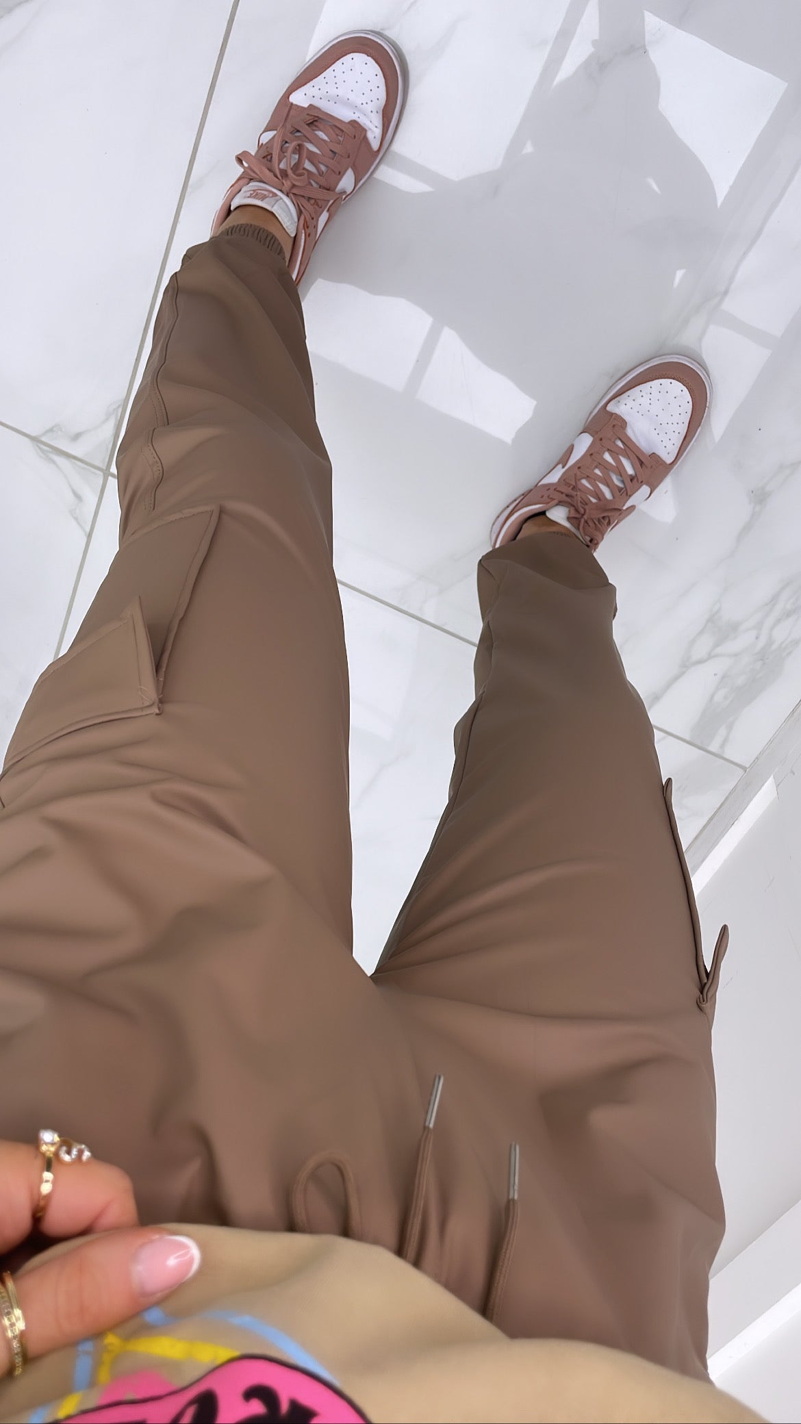 ERIN beige PU jogger pants