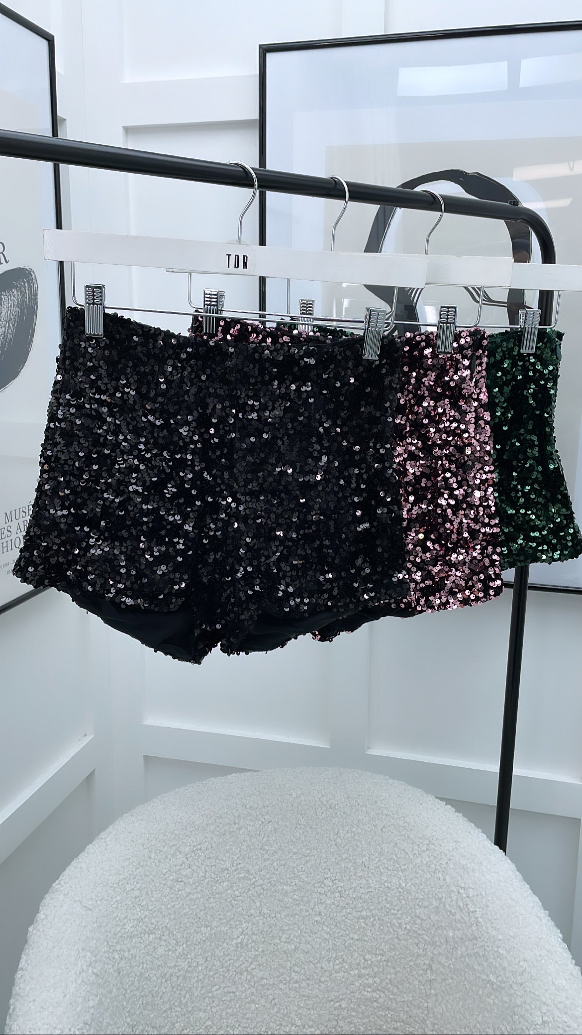 SASKIA black sequin hot pants